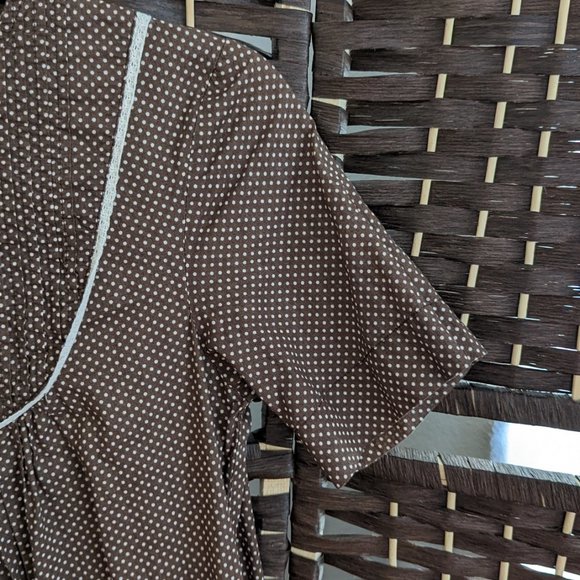 H&M Women's Brown Polka Dot Babydoll Mini Dress (Sz 4 fits like XS/US 2) - Picture 4 of 5